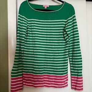 Lilly Pulitzer Green Pink Striped Tunic L GUC